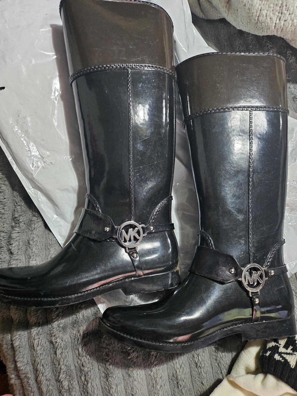Michael Kors Black MK Logo Rain Boots